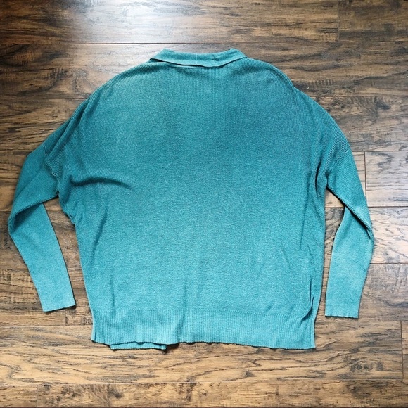 Eileen Fisher • Slouchy Cardigan sweater open teal Tencel silk organic cotton - Picture 9 of 9
